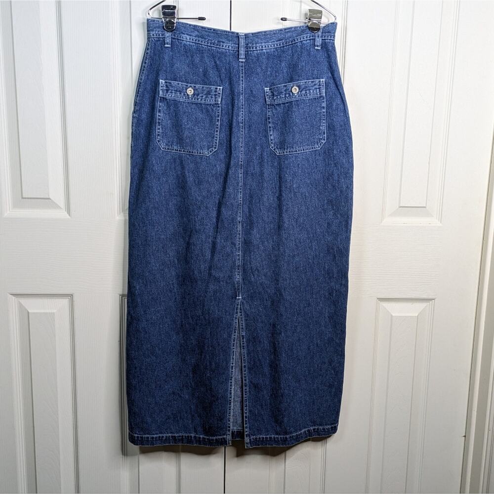 Vintage Denim Midi Jean Skirt 12 Modest Y2K Cottagecore Western Long Prairie - Picture 10 of 13